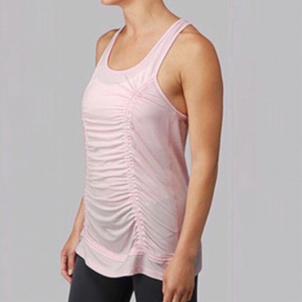 LULULEMON Just Wanna Run Tank, Pink/Grey Stripe, Size 6